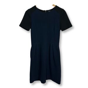 Madewell Navy Blue & Black Colorblock Short Sleeve Textured Knit A-Line Dress 2‎